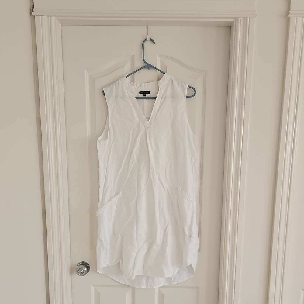 White Sleeveless Linen Dress